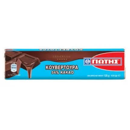 Jiotis Kouvertoura 54% cacao 125 gr glutenvrij